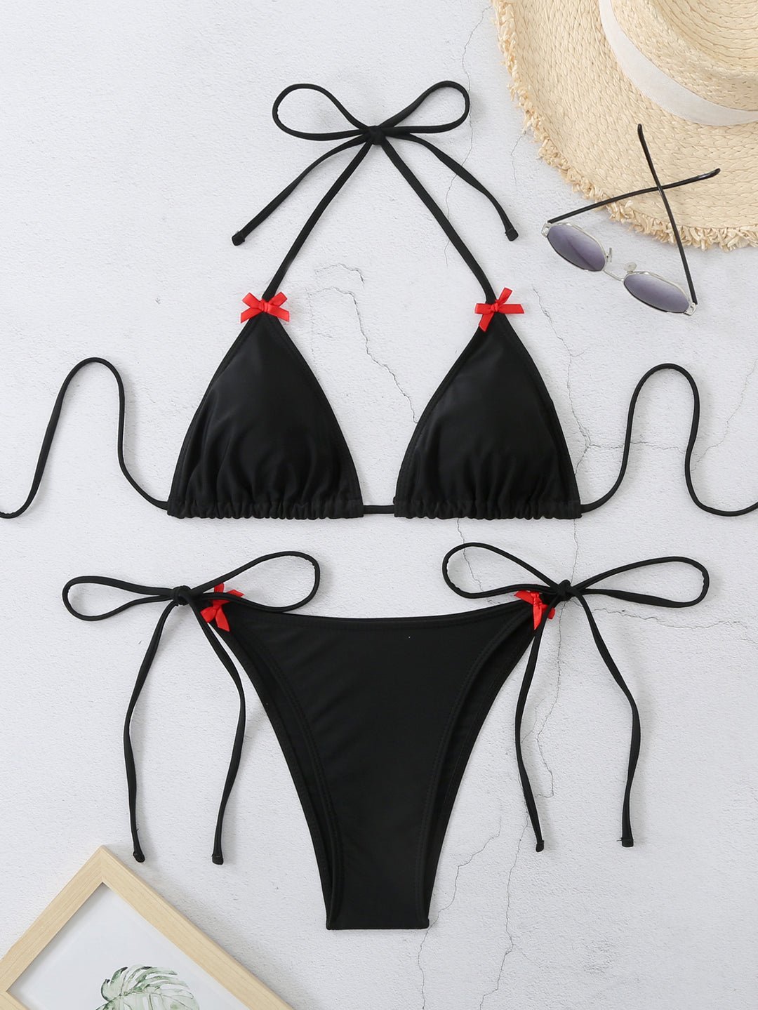 Damen Triangel-Bikini-Set mit verspielten Rüschendetails R&B