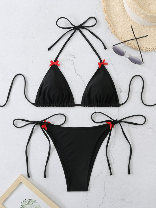 Damen Triangel-Bikini-Set mit verspielten Rüschendetails R&B