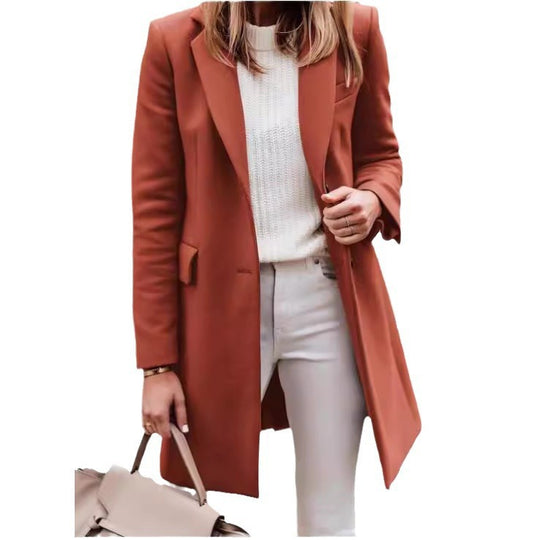 Damen eleganter, taillierter Mantel aus hochwertigem Stoff R&B