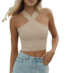Damen Crop-Top mit schickem Kreuz-Trägerdesign R&B