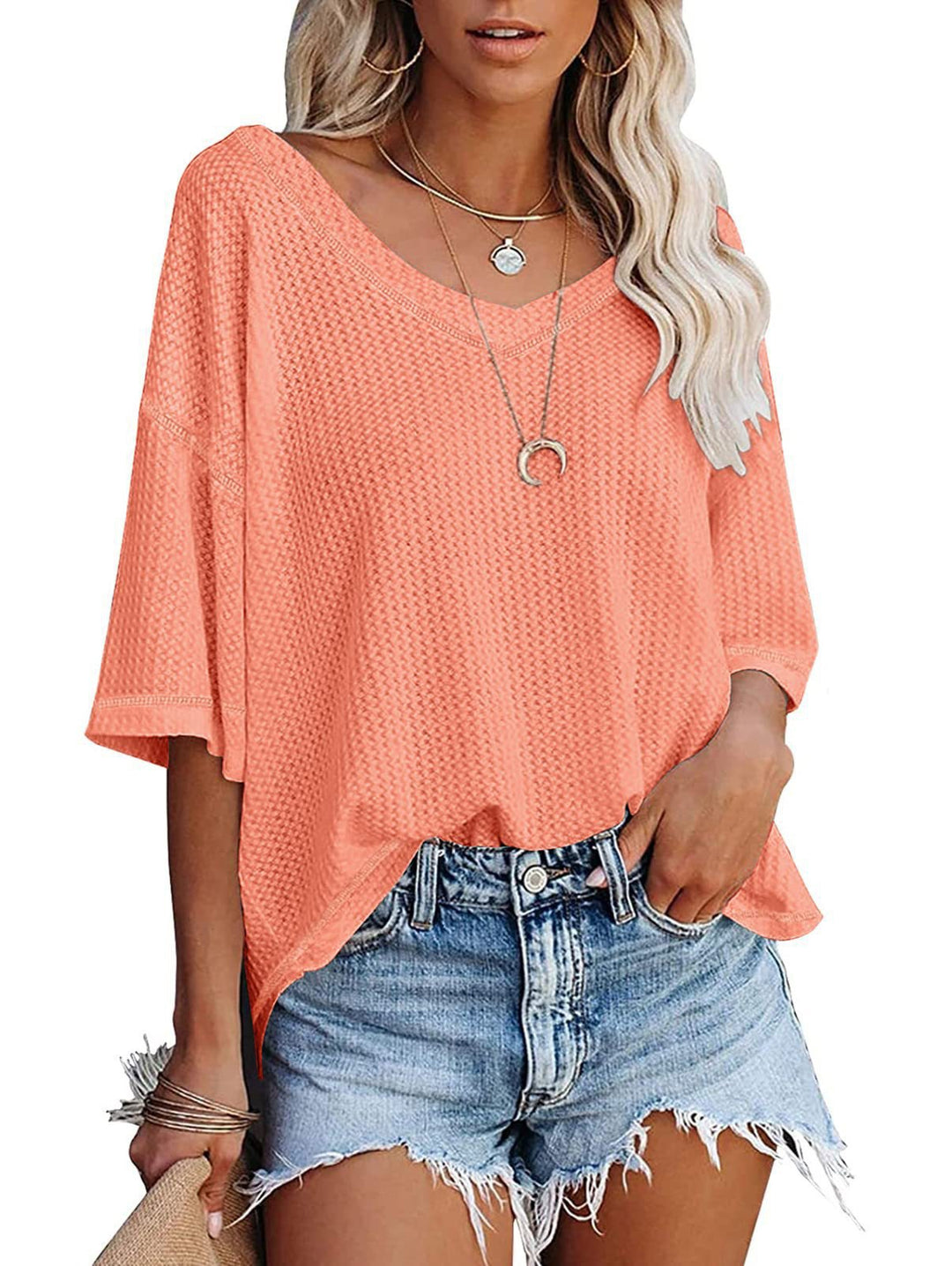 Damen lässiges Oversized-Oberteil mit strukturiertem Webmuster R&B