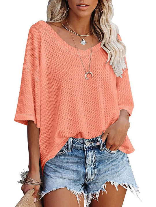 Damen lässiges Oversized-Oberteil mit strukturiertem Webmuster R&B