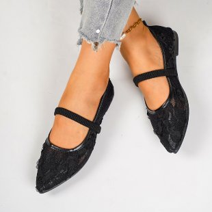 Damen elegante Ballerinas mit floralen Applikationen R&B