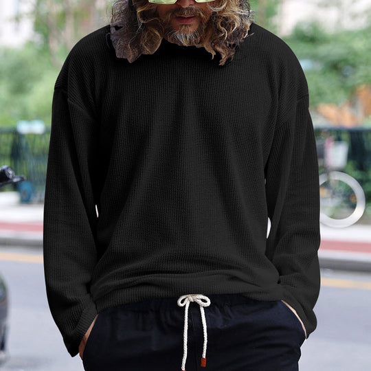 Herren lässiges Langarmshirt aus atmungsaktivem Waffelstoff R&B