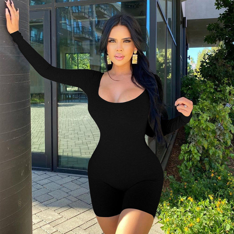 Damen Bodysuit mit langen Ärmeln und Quadrat-Ausschnitt R&B