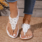 Damen Sandalen mit floralem Design und glitzernden Strass-Applikationen R&B