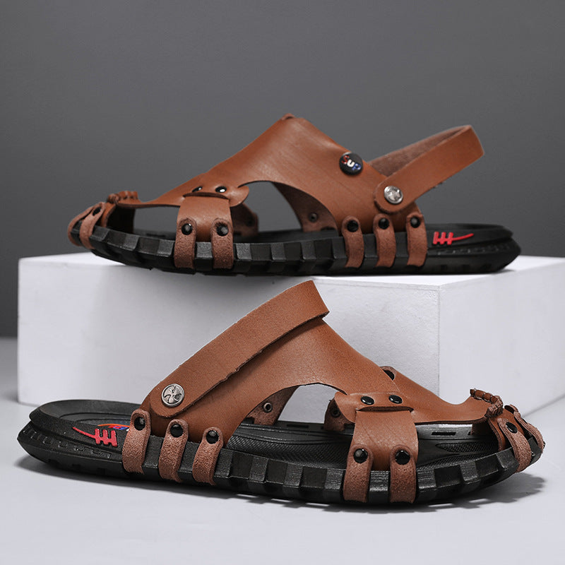 Herren Bequeme Leder-Sandalen mit innovativem Riemensystem R&B