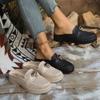 Damen Bequeme Slip-On Clogs mit dekorativem Einarbeitung R&B