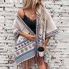 Damen stilvolle Poncho mit buntem Ethnomuster