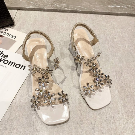 Damen elegante Sandaletten mit floralen dekorativen Akzenten R&B