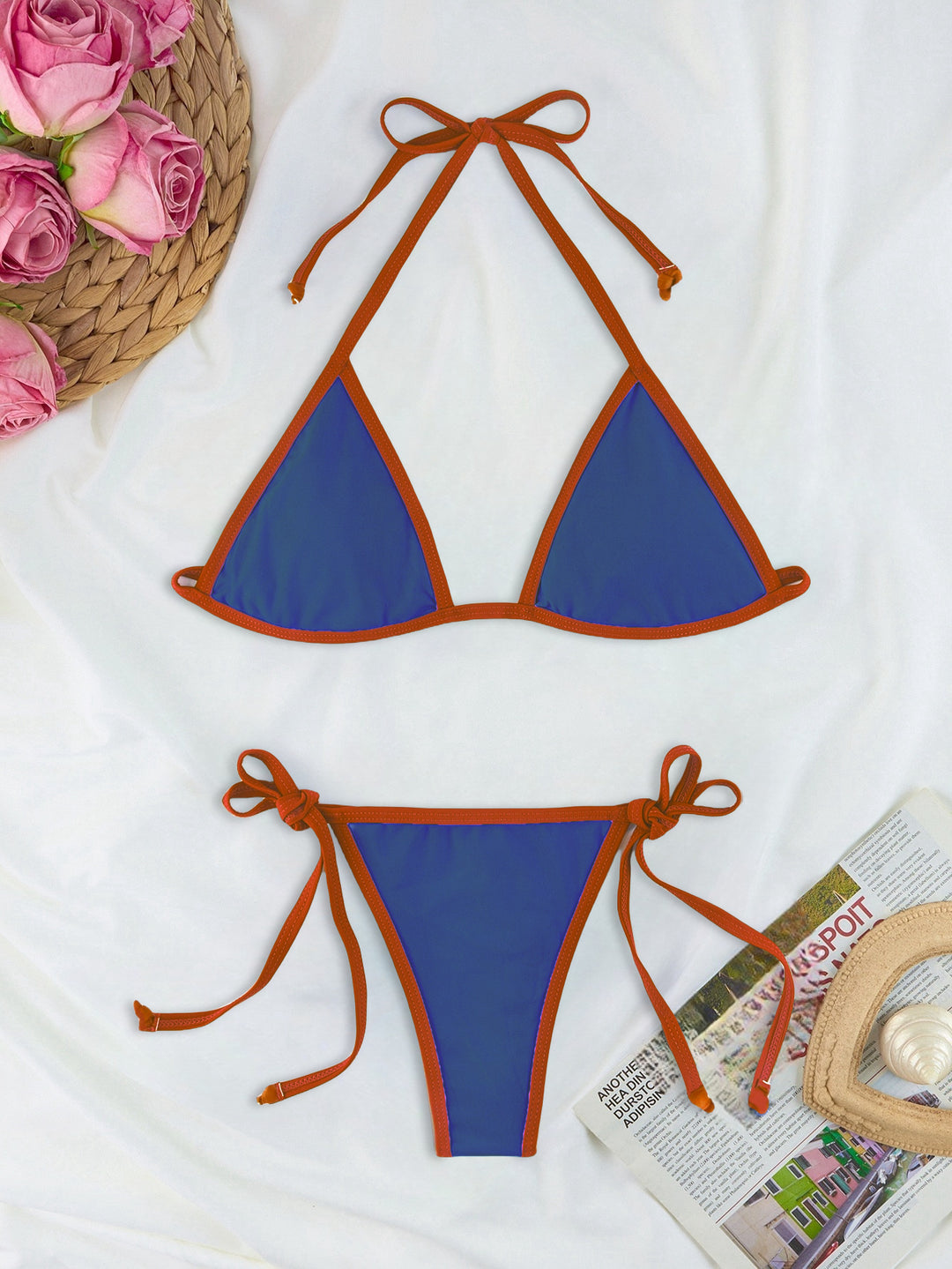 Damen Triangel-Bikini-Set mit individuell anpassbarem Kordelzug R&B