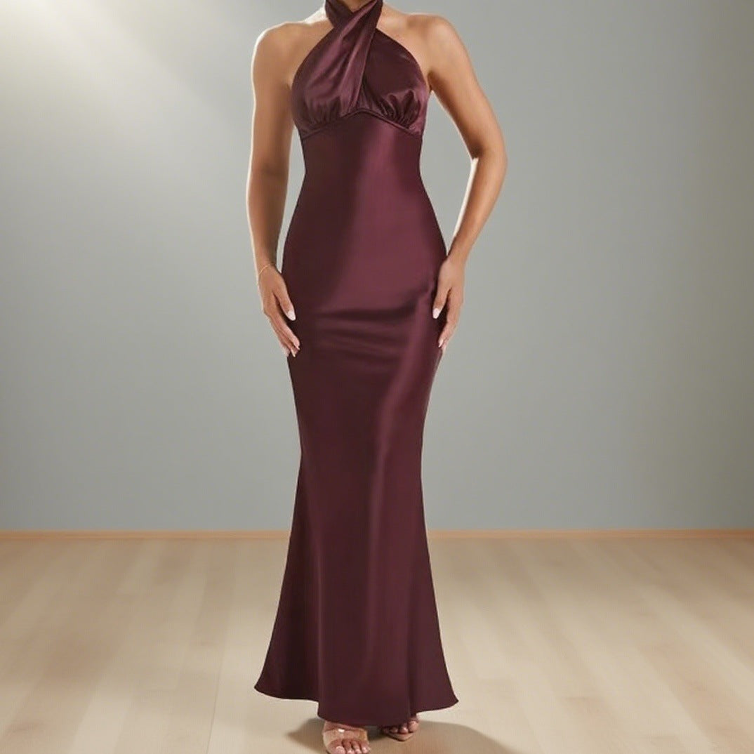 Damen Elegantes Abendkleid mit schulterfreiem Halterneck-Design und figurformendem Schnitt R&B