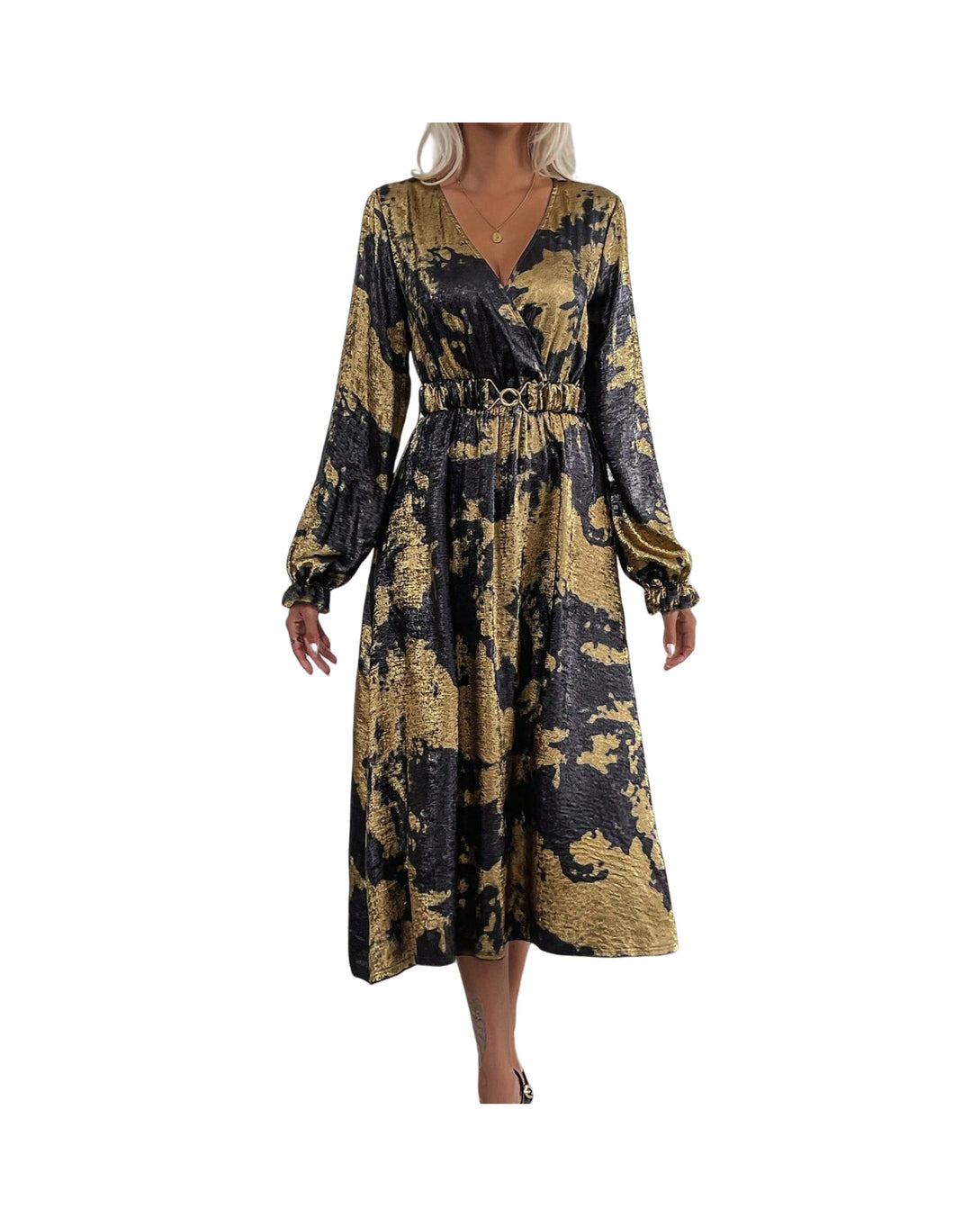 Damen Wickelkleid mit Glanz- und Mustereffekt R&B