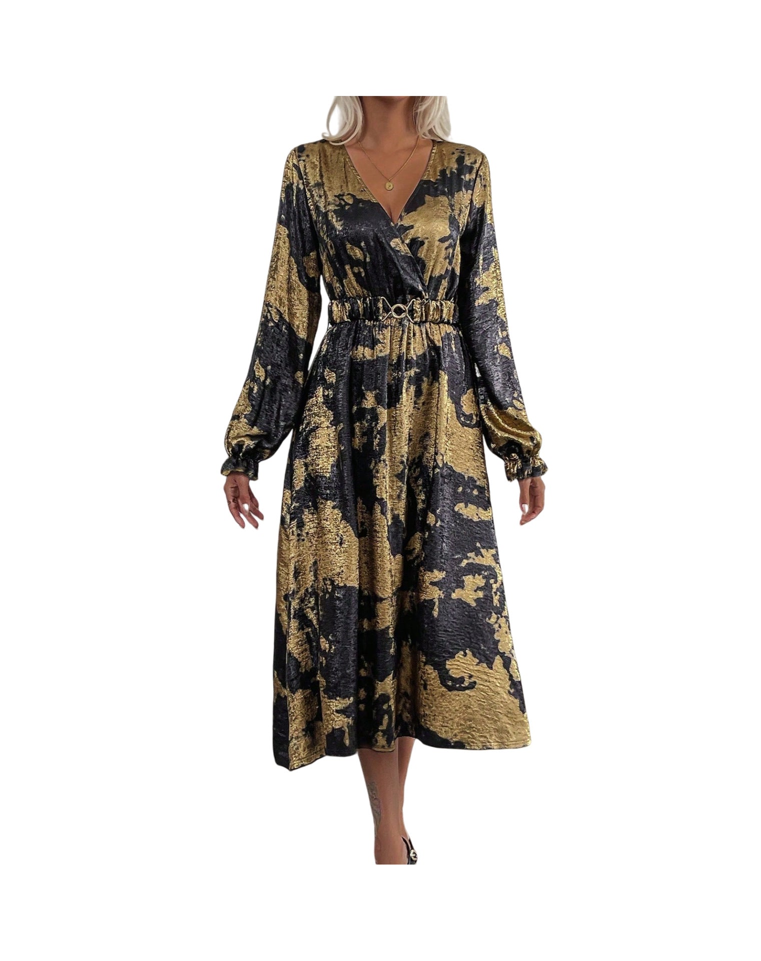 Damen Wickelkleid mit Glanz- und Mustereffekt R&B