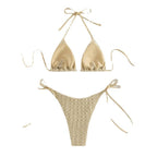 Damen Hochtailliertes Triangel-Bikini-Set mit raffinierten Bindändern
