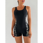 Damen Sportlicher Einteiler Badeanzug mit modischem Grafikdesign R&B
