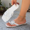 Damen modische Zehentrenner-Sandalen mit Blumenapplikation und rutschfester Sohle R&B