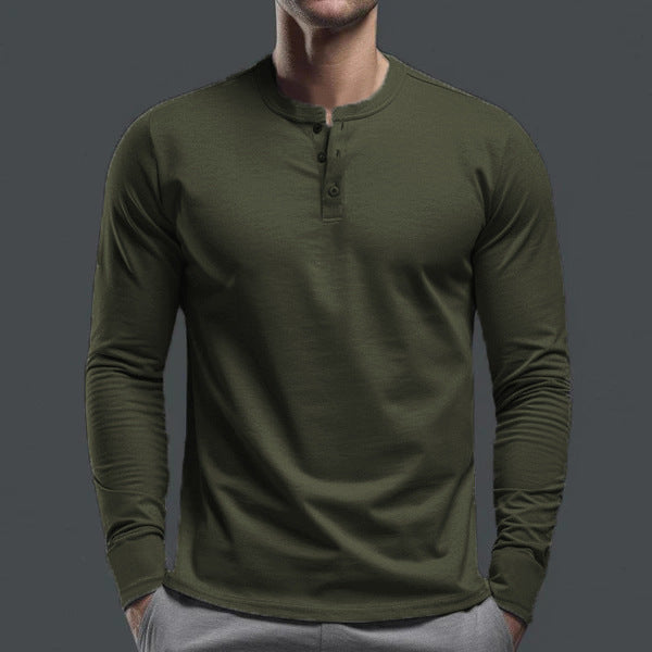 Herren nan schlank geschnittenes Langarmshirt mit verdeckter Knopfleiste aus Baumwollstretch und elastischen Bündchen R&B