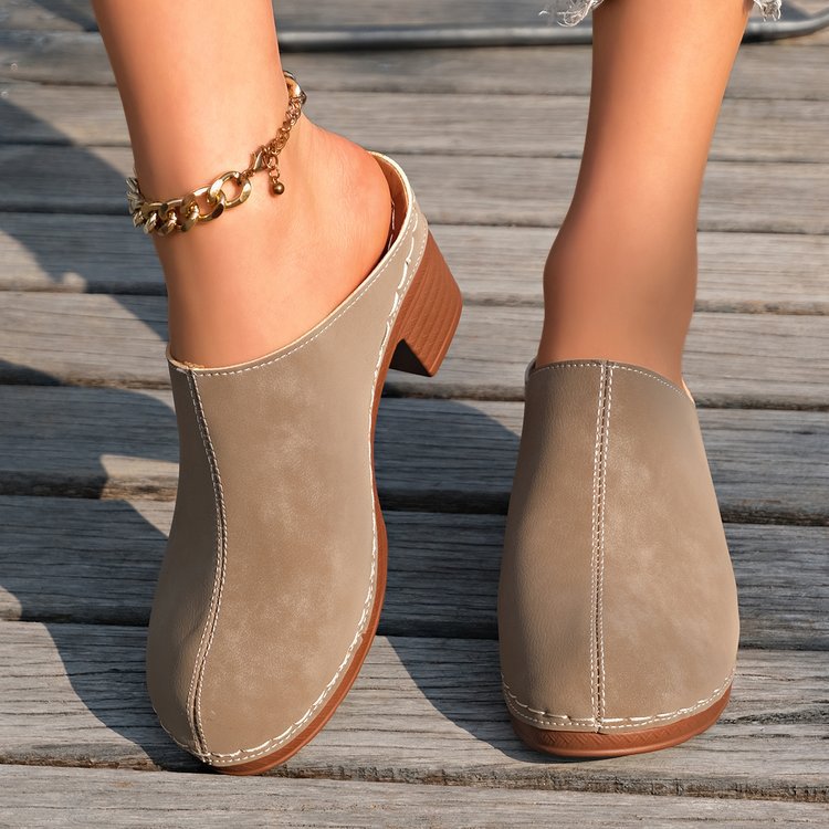 Damen Komfortable Clogs mit blockförmigem Absatz R&B