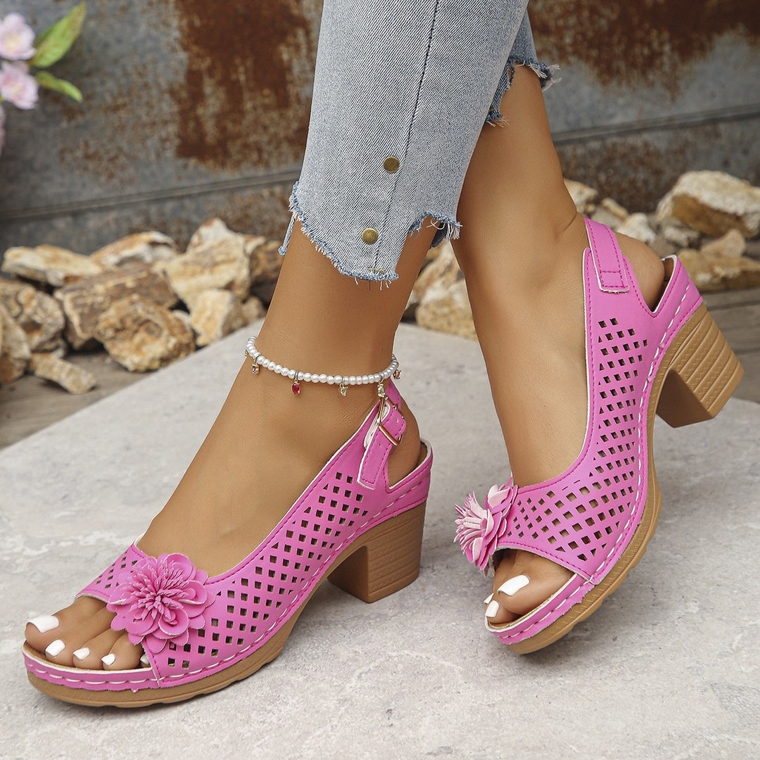 Damen Slingback-Pantoletten mit floralen Details R&B