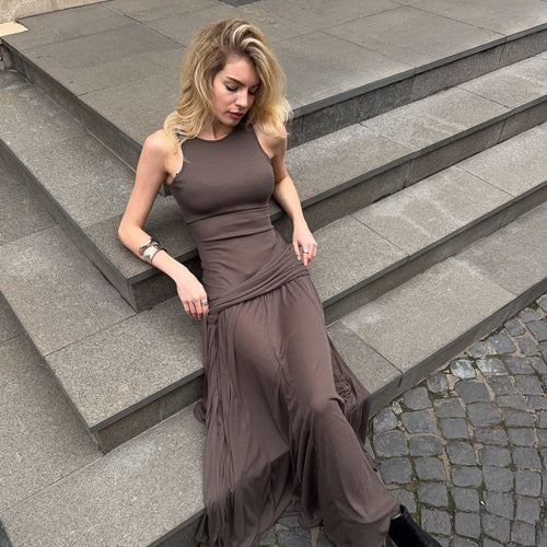 Damen Elegantes Maxikleid mit raffiniertem Wickel-Design und schmeichelnder Silhouette R&B