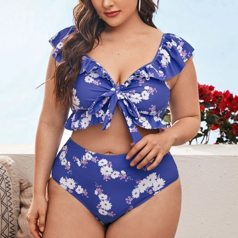 Damen Bikini-Set mit verspieltem Rüschendesign und floralem Muster R&B