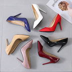 Damen elegante High Heels mit spitzem Zehenbereich und glanzvollem Finish R&B