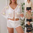 Damen leichte Häkeljacke mit floralem Detail R&B
