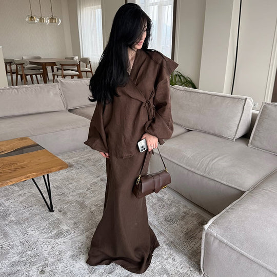 Damen eleganter Wickelkleid R&B
