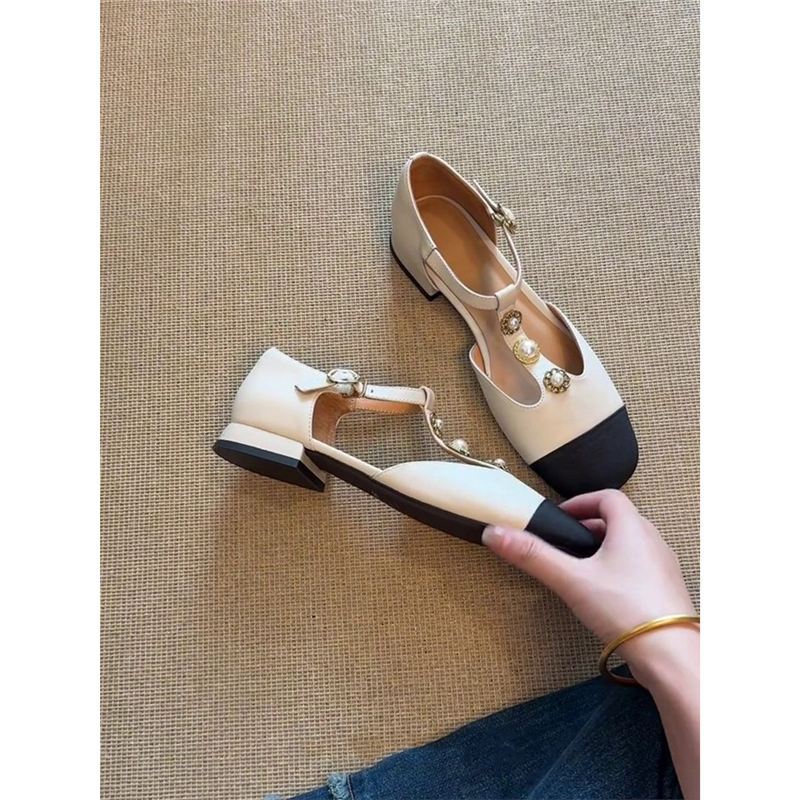 Damen elegante Slingback Ballerinas mit dekorativen Perlenakzenten R&B