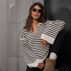 Damen Pullover mit weitem Schnitt und V-Ausschnitt R&B