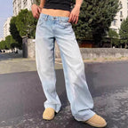 Damen Weite Denim-Jeans mit hohem Bund
