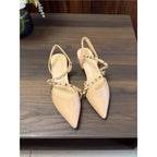 Damen elegante Slingback Ballerinas mit spitzem Design und modischen Nieten R&B