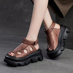 Damen Plateau-Sandalen mit modischem Cut-Out-Design und bequemer Sohle
