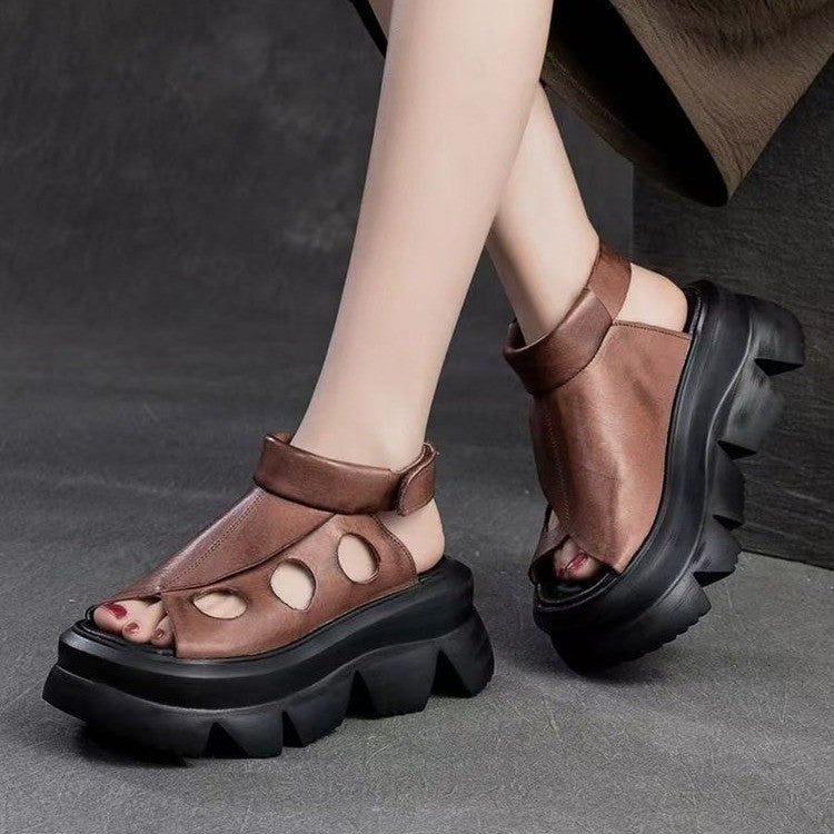 Damen Plateau-Sandalen mit modischem Cut-Out-Design und bequemer Sohle