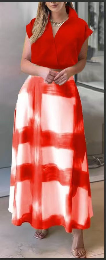 Damen elegante Hemdblusenkleid mit markanten Farbblöcken R&B