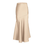 Damen Eleganter fließender Maxirock mit diagonaler Naht R&B