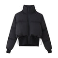 Damen cropped Steppjacke mit hohem Kragen und modernen Details R&B