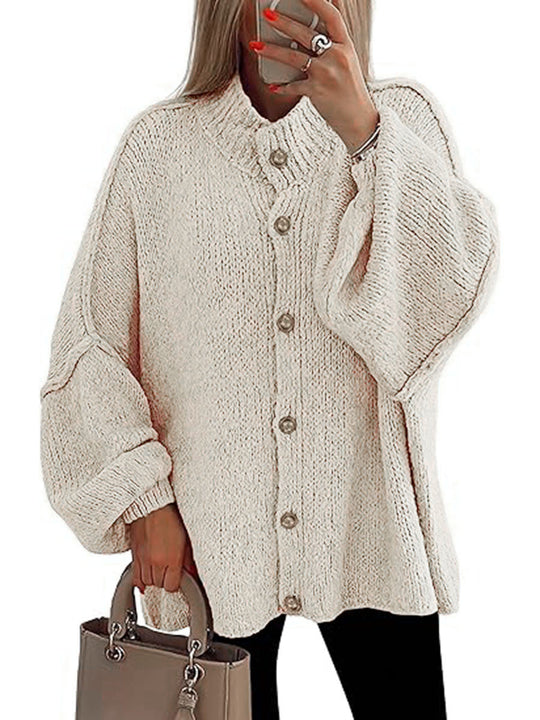 Damen oversized Strickjacke mit Knopfverschluss R&B