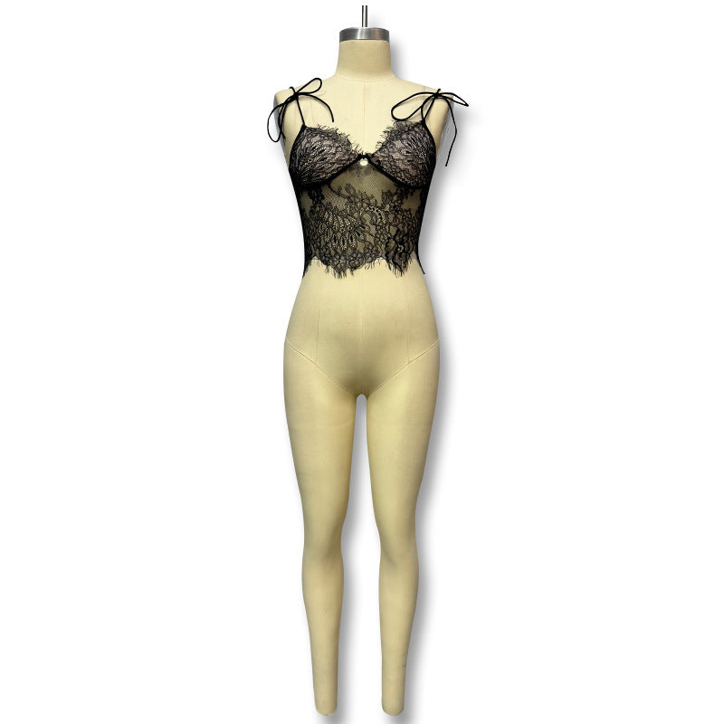 Damen Spitzen-Cami-Top mit verstellbaren Trägern und romantischen Details R&B