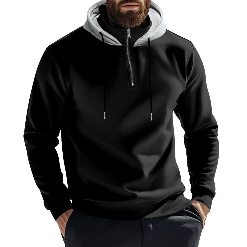 Herren Sportlicher Kapuzenpullover mit halbem Reißverschluss und atmungsaktivem Material R&B