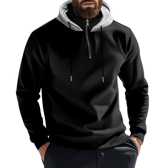 Herren Sportlicher Kapuzenpullover mit halbem Reißverschluss und atmungsaktivem Material R&B