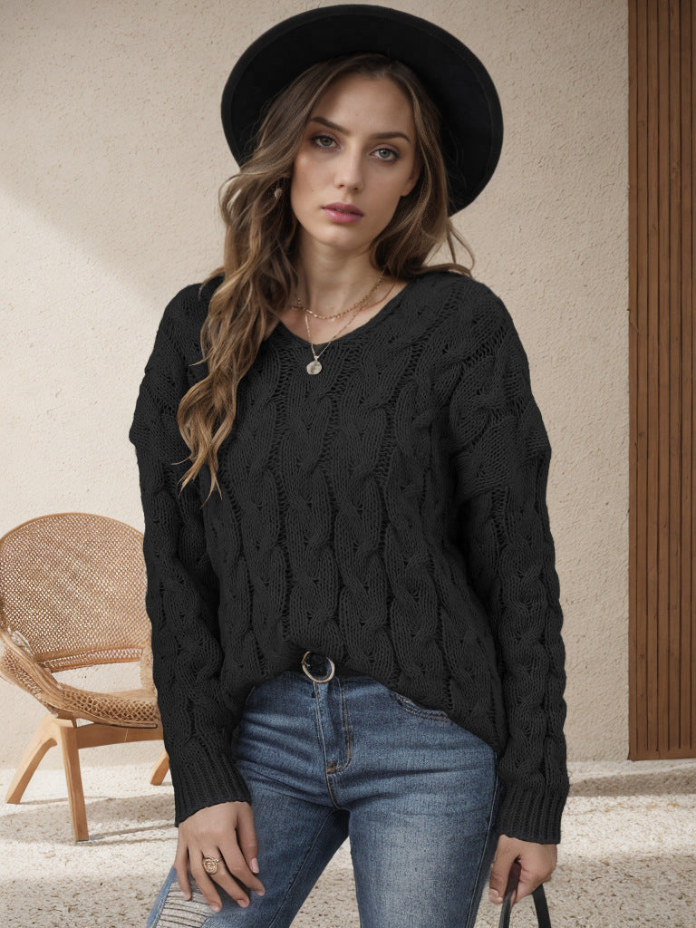 Damen Grobstrickpullover mit modernem Zopfdesign und weitem Schnitt R&B