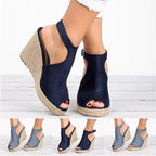 Damen Wedge-Sandaletten mit offener Zehenpartie und verstellbarem Riemen R&B