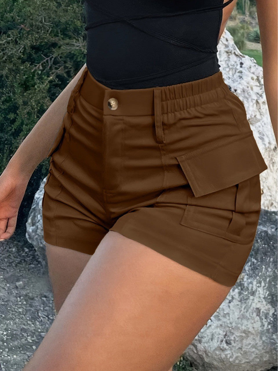Damen Cargo-Shorts mit elastischem Bund und praktischen Seitentaschen R&B