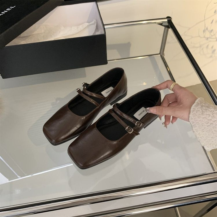 Damen elegante Ballerinas mit modischer Doppel-Riemchen-Applikation R&B