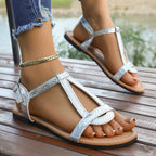 Damen Riemchen-Sandalen mit modischem Schlangenleder-Design R&B
