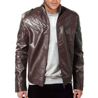 Herren Kunstleder Bikerjacke mit Steppdetails