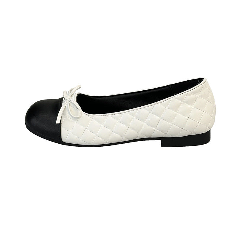 Damen edle Ballerinas mit feinem Schleifendetail und kontrastierendem Zehenbereich R&B