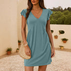 Damen lockeres Sommerkleid mit Rüschendetails R&B